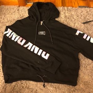 Victoria Secret PINK cropped black sweatshirt